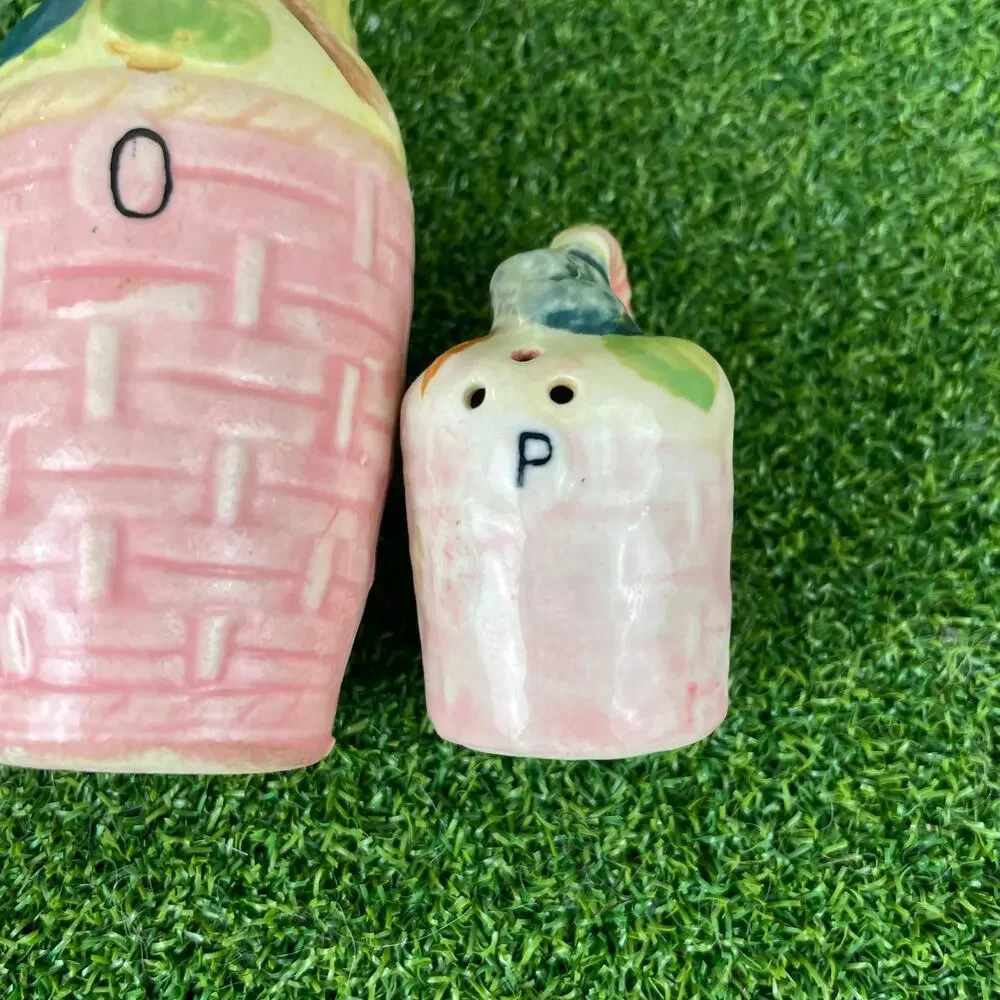 Vintage Japan Ceramic Oil Salt Pepper Shaker Condiment Set